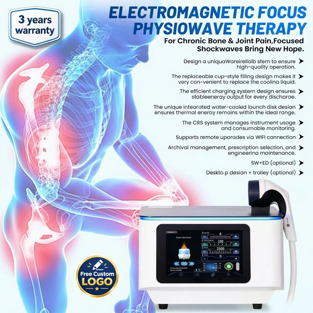 Shockwave Machine Body Care Equipment Muscle Wellness Device for Fitness Salon Spa Professional Use Digital Control System