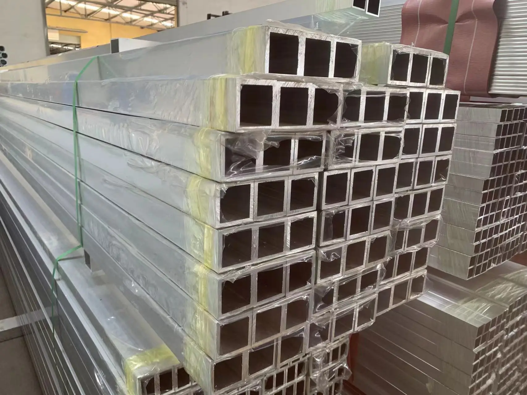 التخصيص الألومنيوم النتوء الشخصي الخشب الحبوب مسحوق المغلفة الألومنيوم مستطيل مربع أنبوب مجوف للباب والنافذة #3