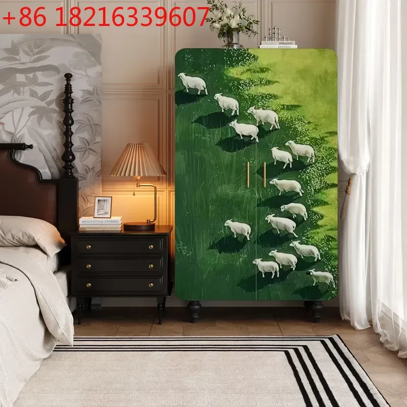 YAOLarge Capacity Wardrobe Cloakroom Hanging Clothes Cabinet Free Installation Solid Wood Painted Storage Locker Space Saving