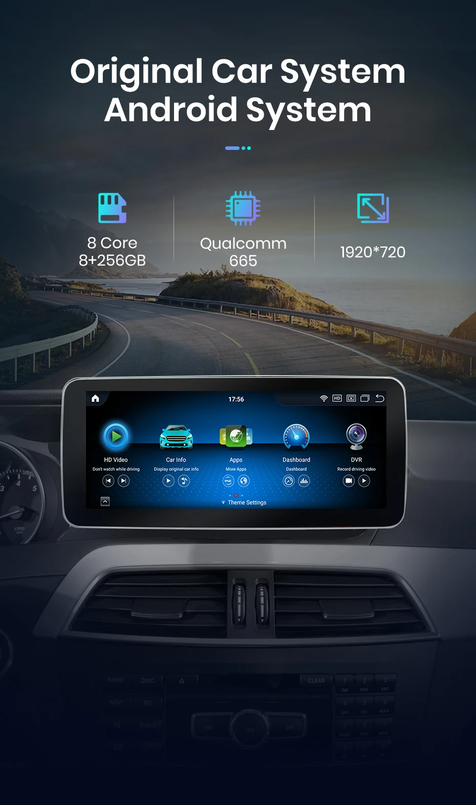 Junsun KSW Qualcomm 665 CarPlay Für Apple Auto Radio Multimedia Für Mercedes-Benz C Klasse W204 S205 C204 2007-2018 4G WiFi Stereo – Detail 2