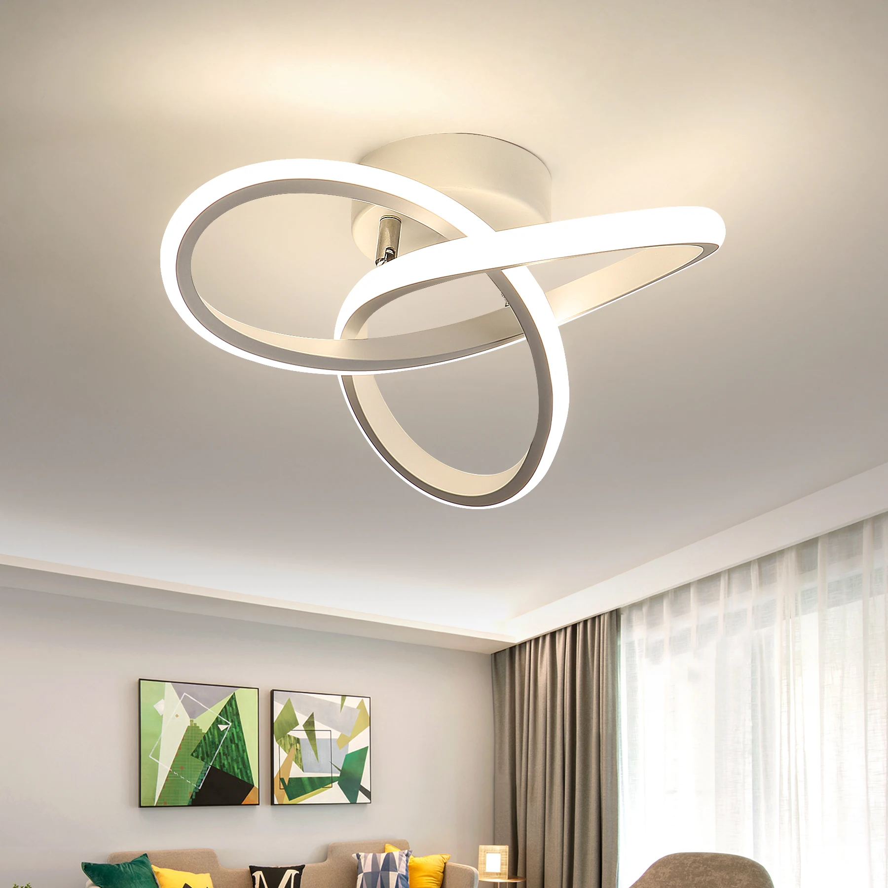 Modern LED Ceiling Light 18W Neutral Light Ceiling Light Fixture, 4500K Semi Flush Mount Ceiling Lamp for Bedroom, Dining Room,