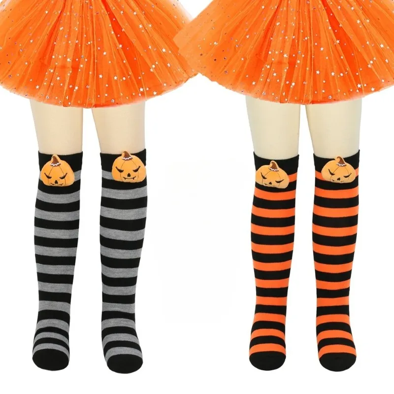 ハロウィン秋の新アクセサリーパンプキンかわいいオーバーニー漫画人形ソックス男の子と女の子用演技パーティーストッキング多用途