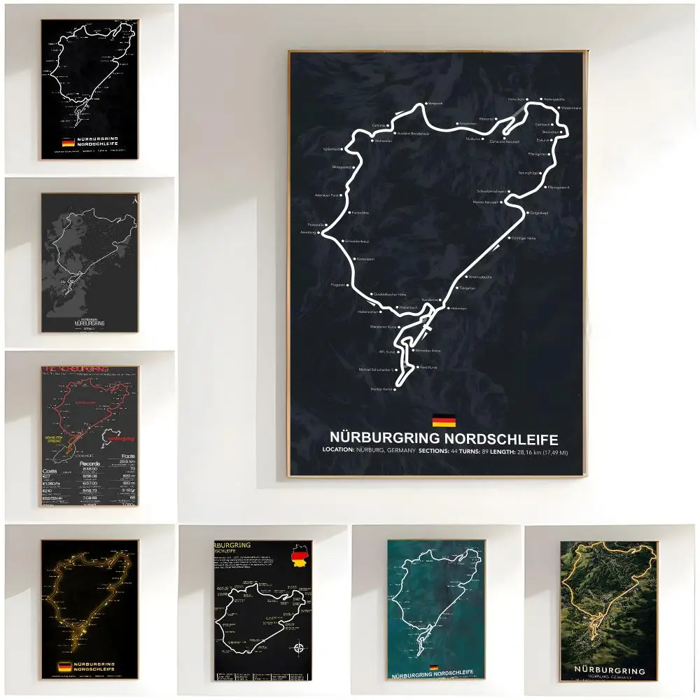 racing track n-nurburgring Poster Classic Wall Art  Home Decor  Peel and Stick Unframed