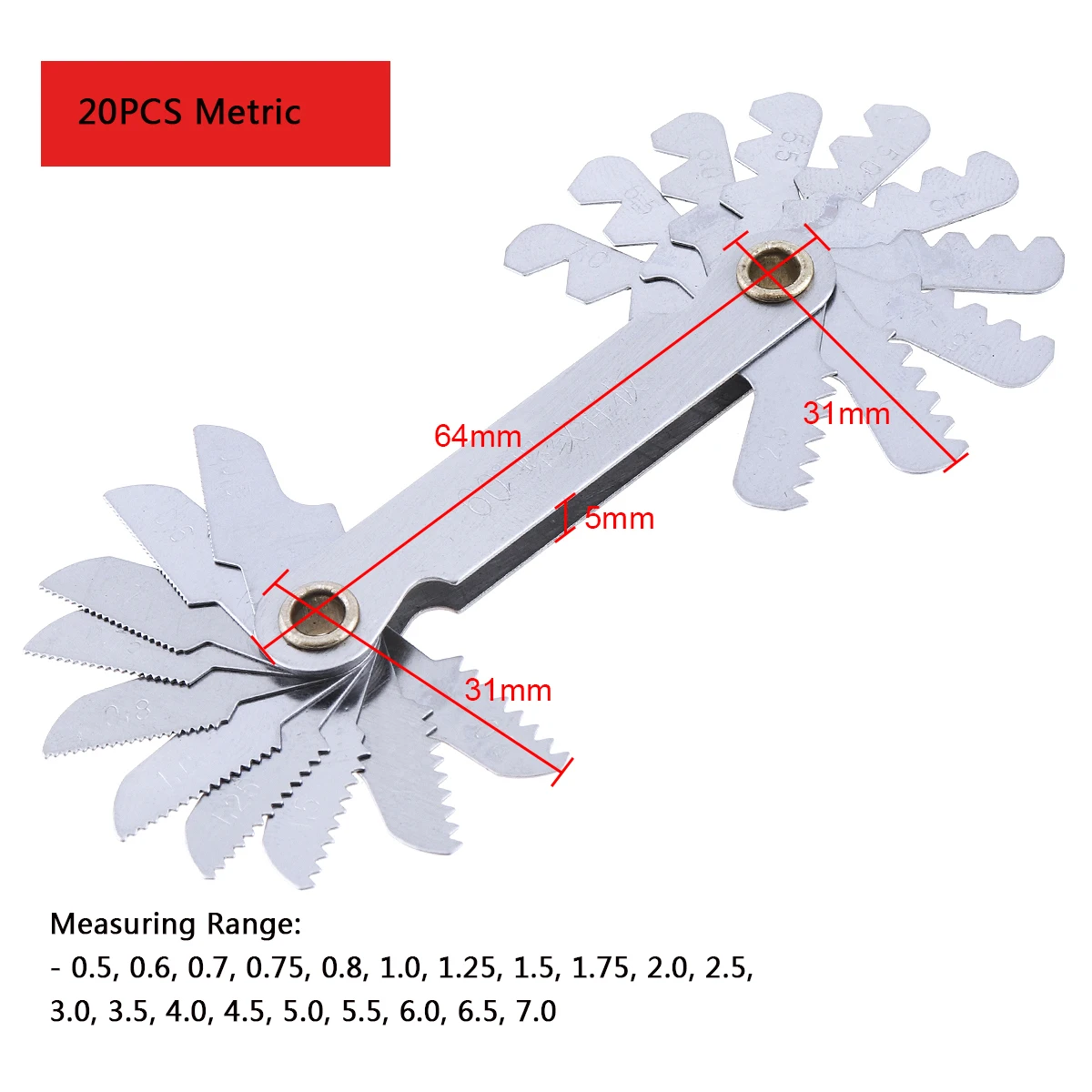 MeaccelerInch-Jauge de pas de vis à dents en acier au carbone, jauges de pas de filetage US, outils de mesure de pas de filetage, résistant, 55-60