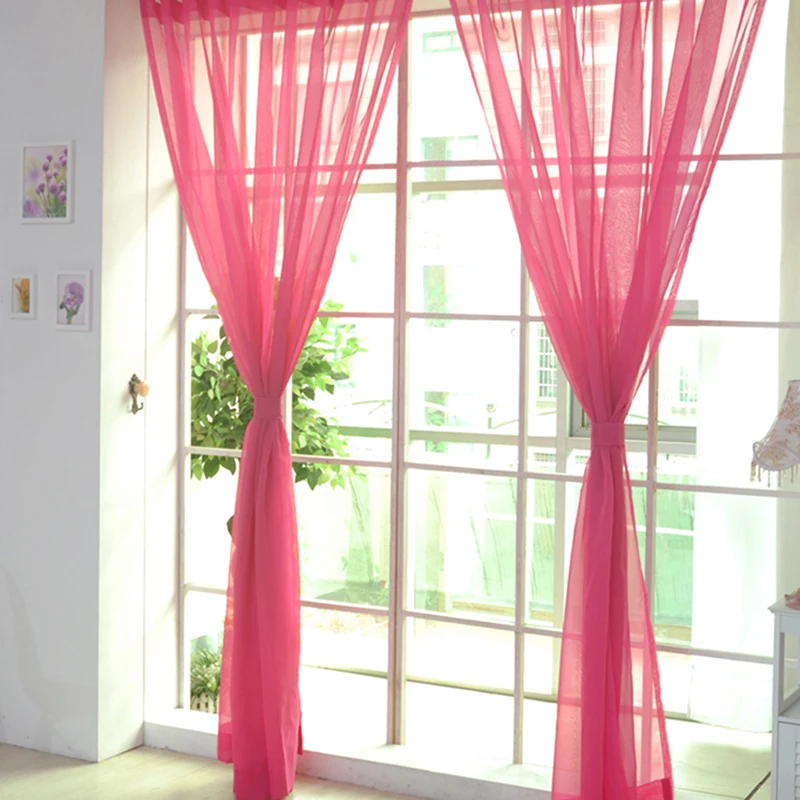 Solid‑Color Transparent Tulle Curtain European‑Style Gauze Window Mesh Sheer Curtain Easy‑Install Light‑Filter Drape For Home