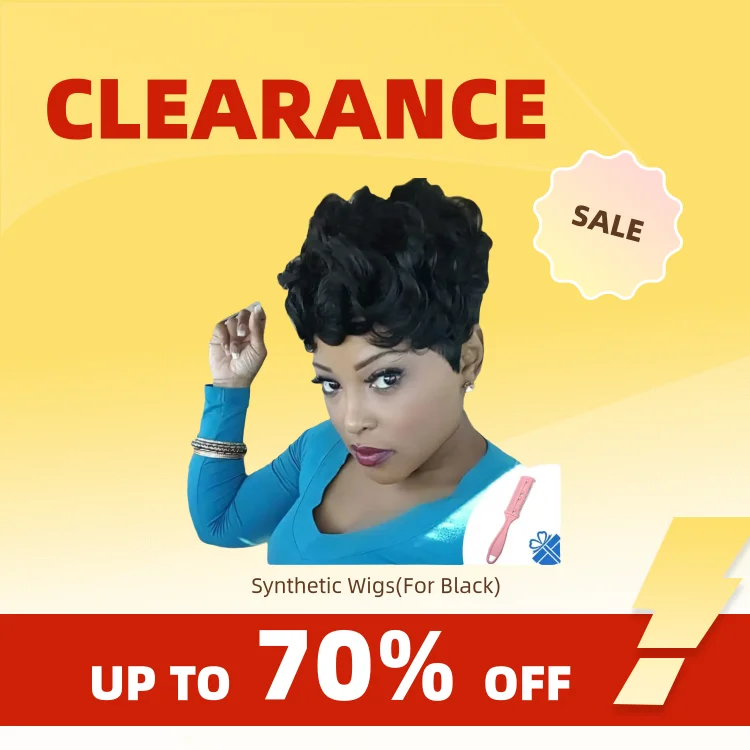 Clearance_Short Pixie Wigs for Black Women Short Black Curly Pixie Wigs Synthetic Hair Wigs for Black Women Natural Wavy Black P