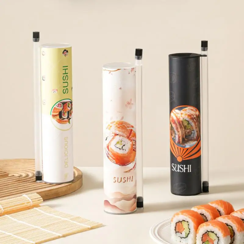 New【Food Grade Sushi Mold Cone Push Up Paper Bucket Package Paper Box Round Sushi Push Box Wich Sauce Straw Bento Accessories】