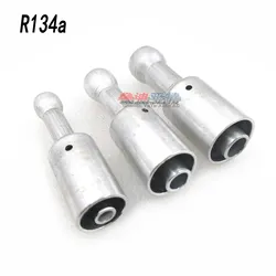 R134a #6 #8 #10 Welded Aluminum Fitting Straight Aluminum Beading Connector Joint for A/C Reduced Barrier Hose 3/8 1/2 5/8