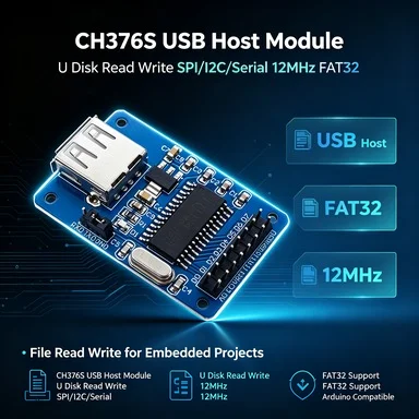 CH376 USB File Management Control Module, Read/Write U Disk SD Card, 5V, 12M