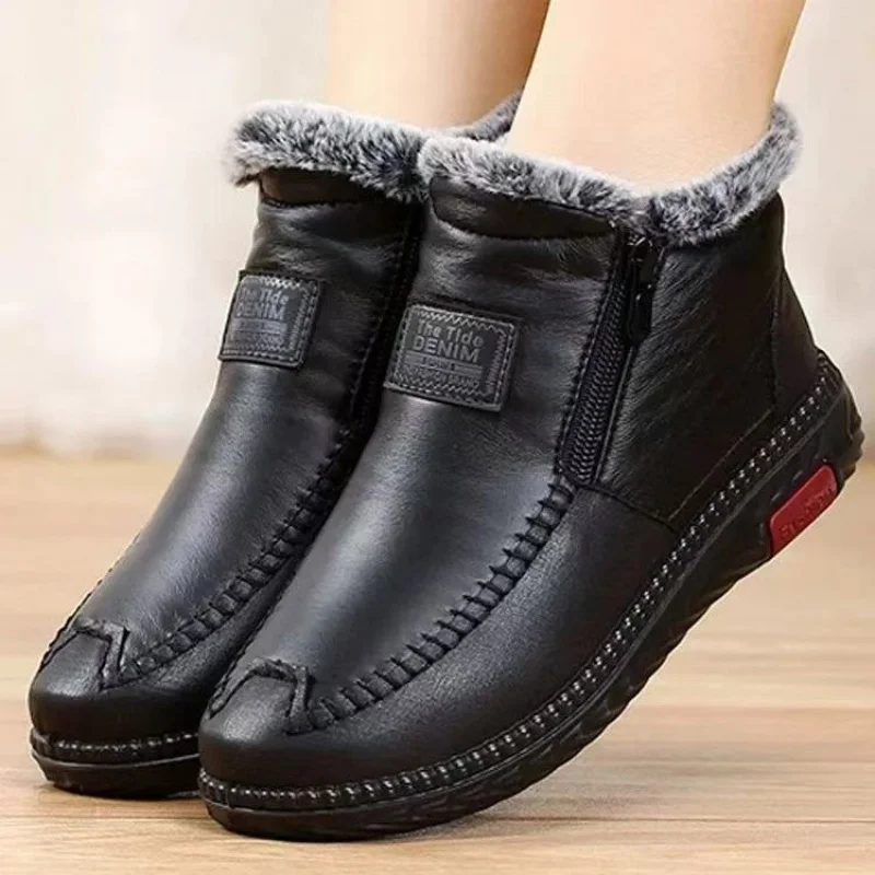 

Thickened Winter Casual Shoes for Middle-aged and Elderly, Flat Lightweight Non-slip Soft Sole Loose Warm Cotton Boots
