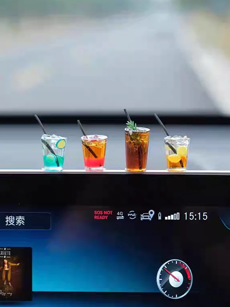 Mini tasse de boisson amusante, ornements de voiture, Simulation mignonne, thé glacé Americano, boisson, Console centrale de voiture, décorations, bricolage, cadeaux artisanaux