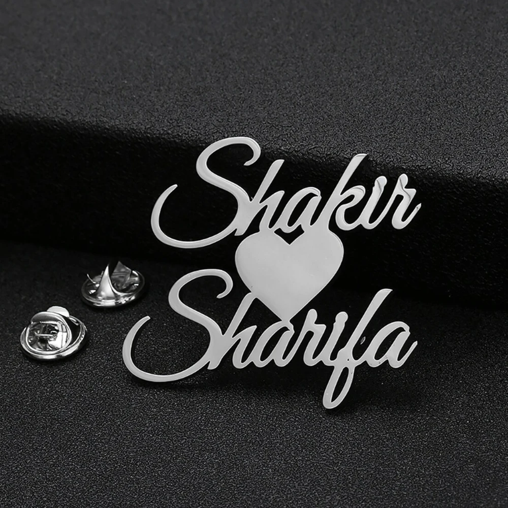 

Customized name brooch, men's stainless steel lapel pin, customized wedding jewelry, gifts for the groom and bride, personalized