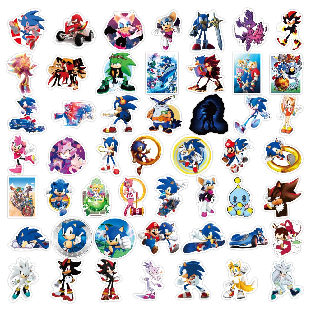 50 قطعة من ملصقات القنفذ سونيك - ديكور ألعاب عالي السرعة لمحبي (متجر عوالم الرسوم المتحركة)