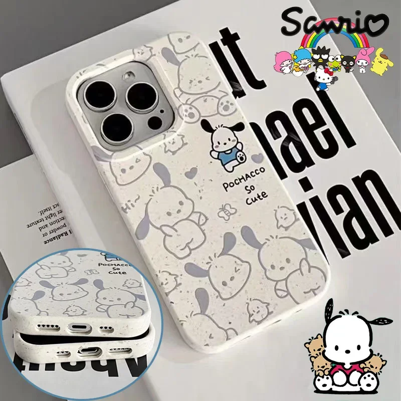 Sanrio-funda de teléfono con soporte de Pochacco para IPhone, 15 Pro, 14, 13, 12, 11 Pro Max, X, cubierta creativa de dibujos animados, protección