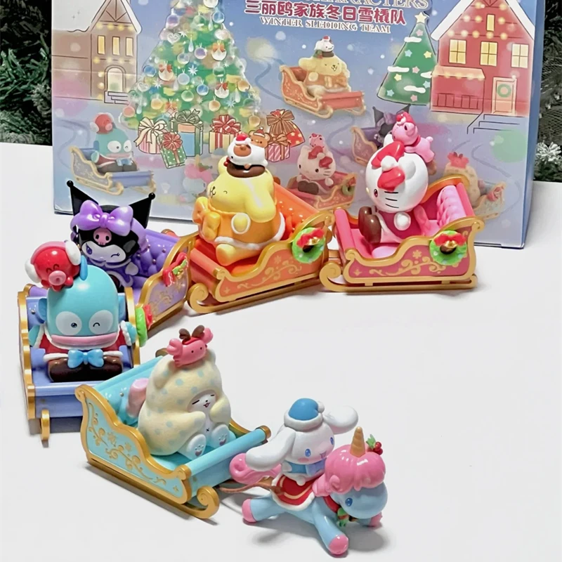 TOP TOY Blind Box MINISO Sanrio Family Winter Sled Team Series Model Cute Desktop Ornaments Children's Toys Birthday Gift