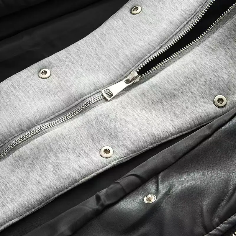 Kurtka skórzana damska na wiosnę KIDCRKJ, z odpinanym kapturem, kieszeniami na zamek, styl bomberka, elegancka odzież wierzchnia w stylu Instagram.