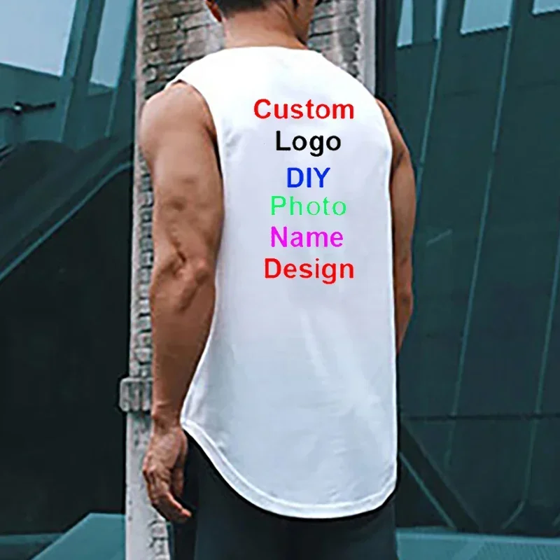 Photo or Logo DIY Customized Mens Mesh Fitness Clothing Gym Stringer Tank Top Men Bodybuilding Vest Workout Sleeveless Shirt