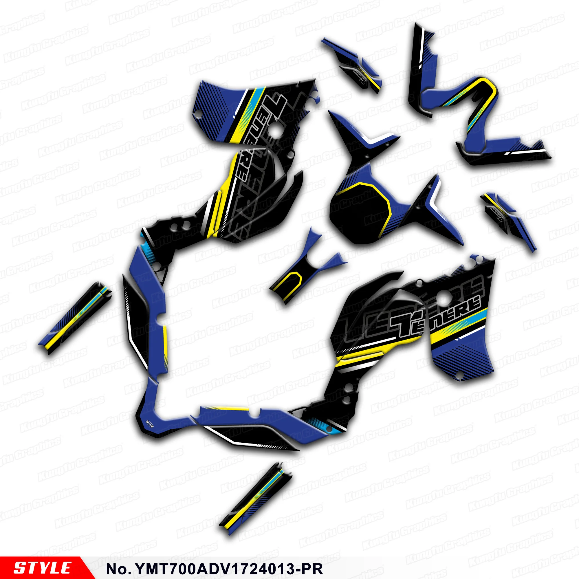 JY Racing Motorcycle Graphics Sticker Kit for Yamaha Ténéré 700 Tenere T700 T7 2017-2024, Rebuild, YMT700ADV1724013-PR