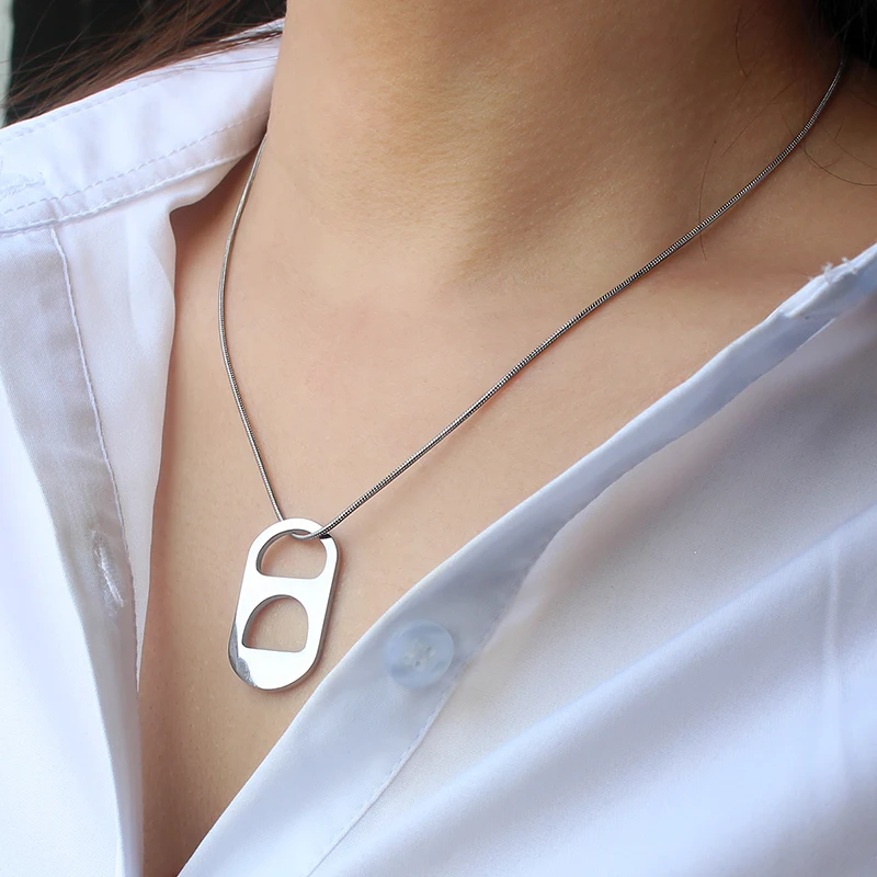 Simple Punky Hollow Eye Shape Necklace Pendants 31X18mm Unisex Stainless Steel Rolo Chain Different Chain Available