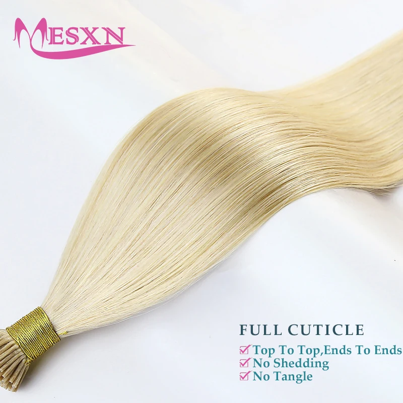 MESXN I Tip Hair Extension Straight estensione europea dei capelli umani 50 fili/Set Capsule cheratina Natural Fusion estensioni dei capelli umani