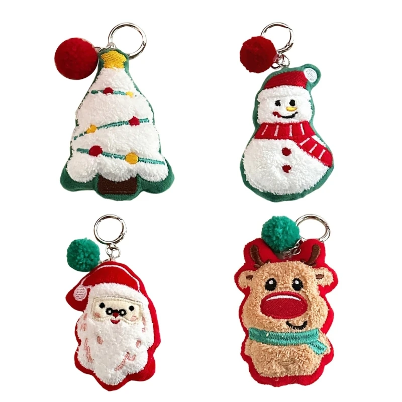 Lovely Santa Cartoon Plush Toy for Kids Keychain Christmas Tree Cartoon Santa Soft Charm Stuffed Reindeer Toy Dropship