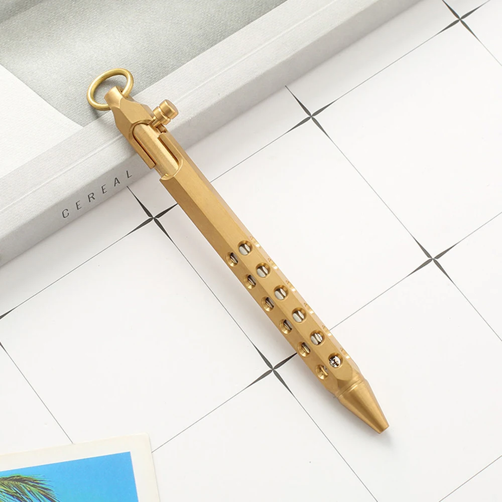 Self Defense Gadgets EDC Tactical Bolt Action Pen Writing Brass Portable Cool Gift Tool Handmade Metal Ballpoint For Boy Girls