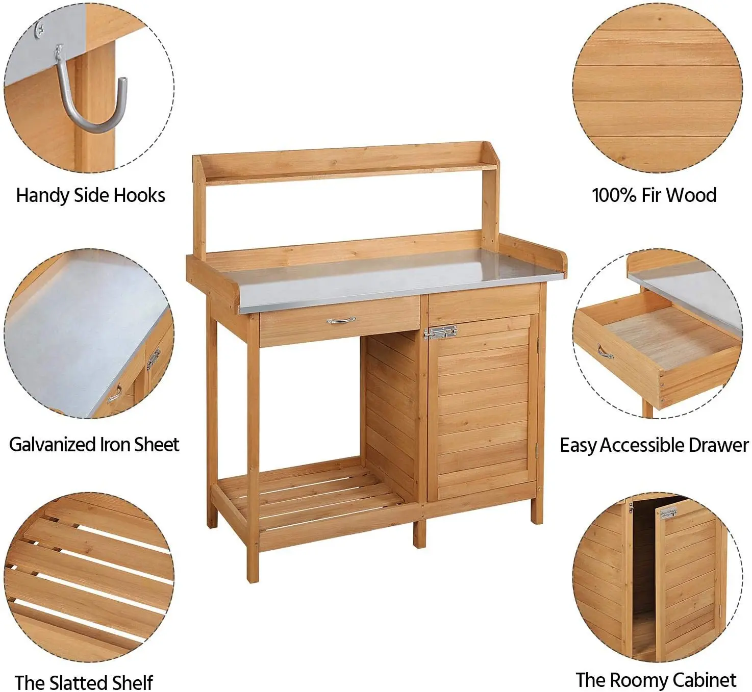 Outdoor Home Garden Natural Bamboo Modern Planting Potting Bench Garden Table Work Table Plant Holder