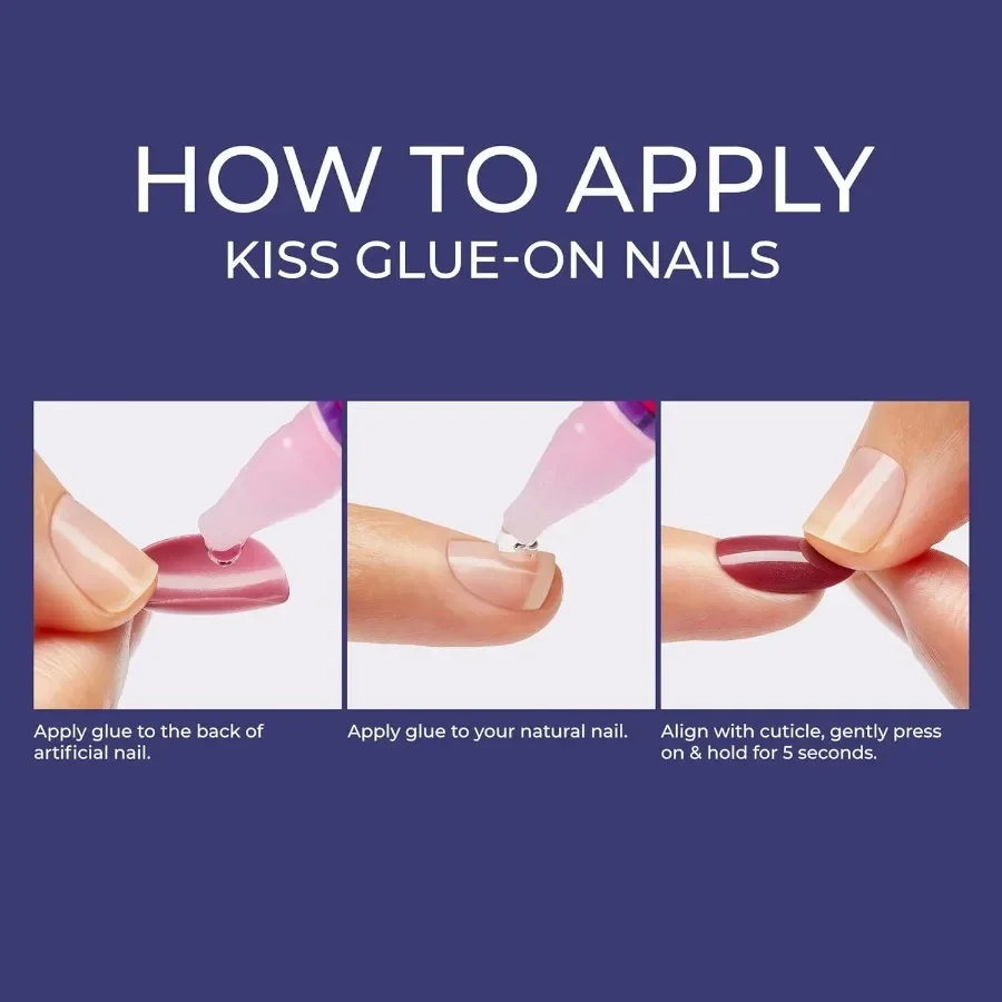 Press On Nails Listo para usar con diseño 3D para el día a día La fórmula resistente al agua Glamour garantiza un uso duradero