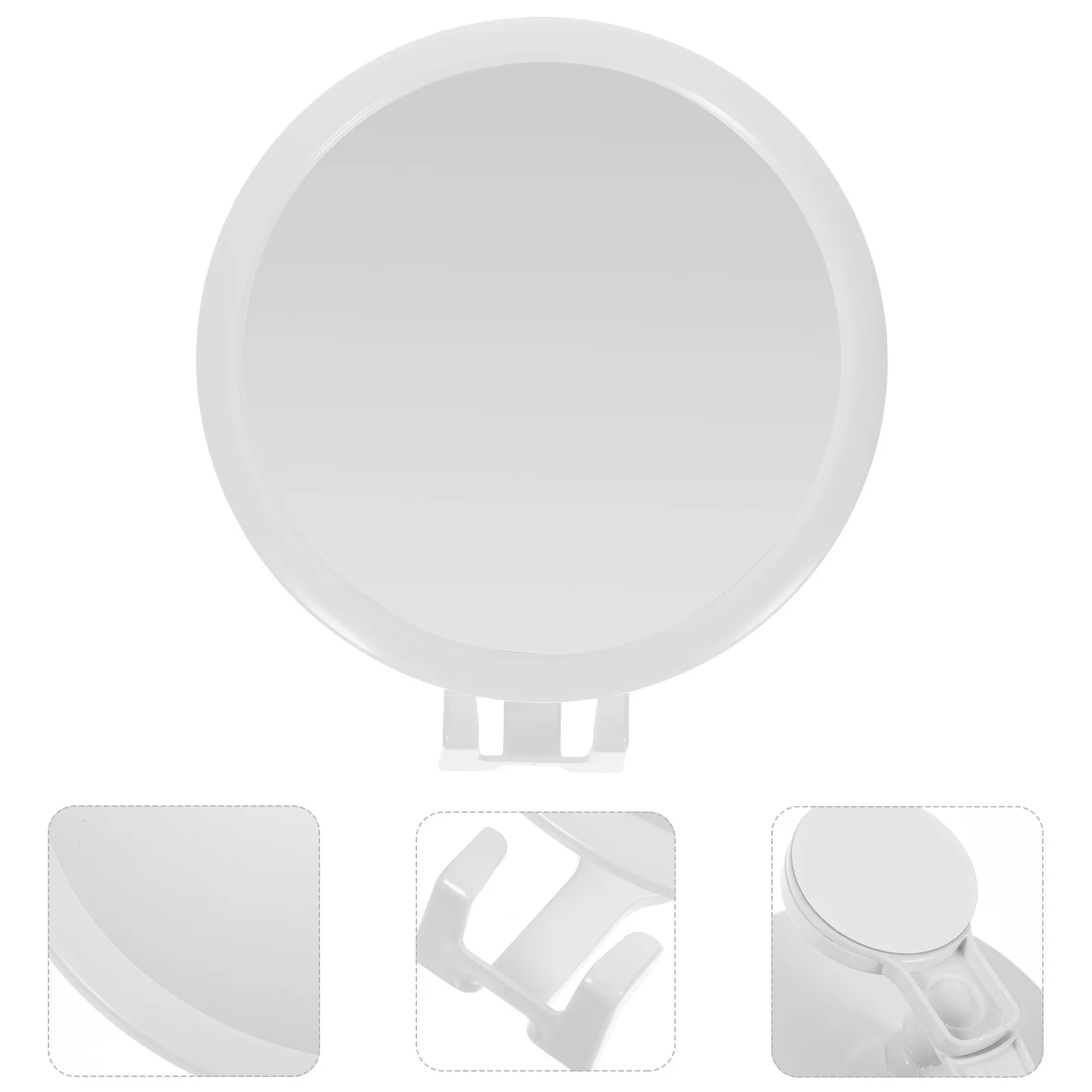 

Bathroom Mirror Round Fogless Shower Mirror with Razor Holder Suction Mount No Punch Installation Modern Style for Home Spa
