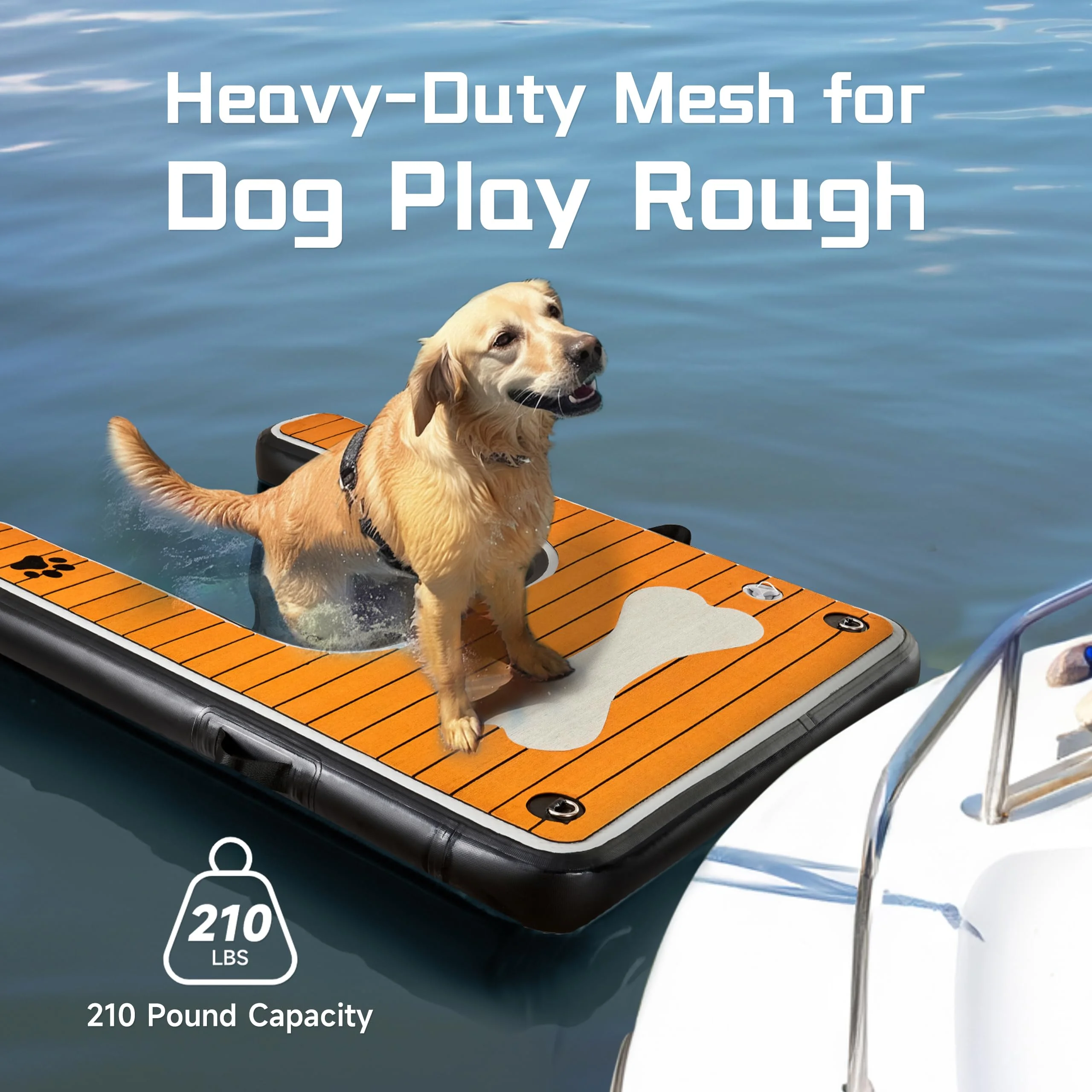 150cm Inflatable Dog Water Ramp Dog Boat Ramp for Dogs Safe Float Floating Ramps Ladder for Pool, Lake, Boat Dog On Water Steps