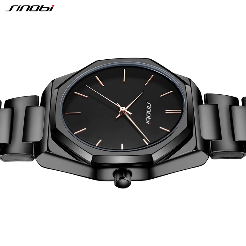 Top Sales Brand SINOBI Brand Men\'s Black Watches Fashion Business Quartz Wristwatches Waterproof Male Casual Clock High Quality