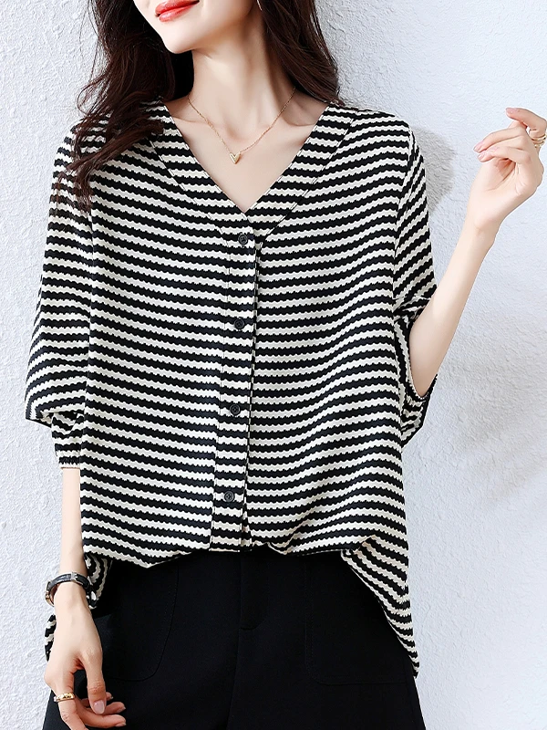 Faionable gestreept lang Sve V-Ne open vest met enkele knop plus maat casual asymmetrische irt voor dames herfst 2025