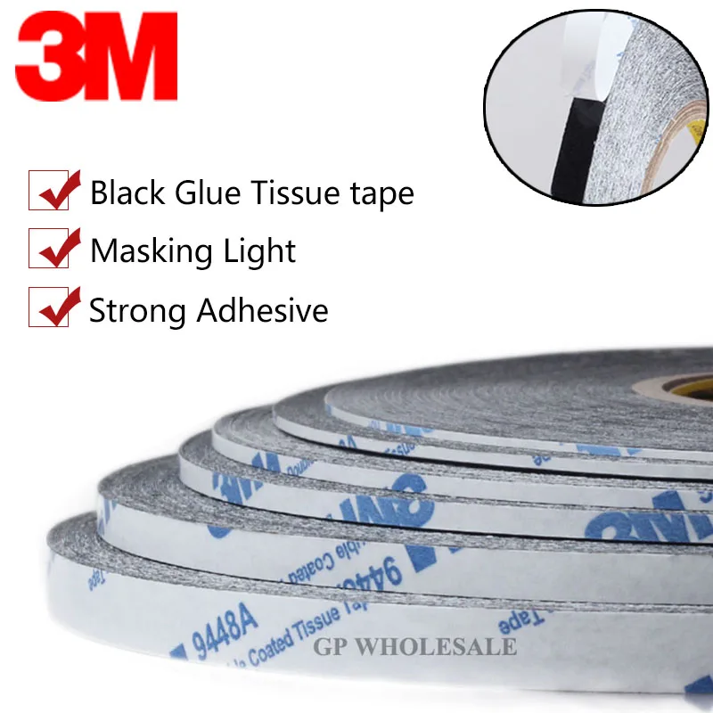 9448 Black Double Sided Adhesive Tape For Cell Phone Screen Lcd Display Digitizer Fix ( Meters) Ultra Thin & Slim