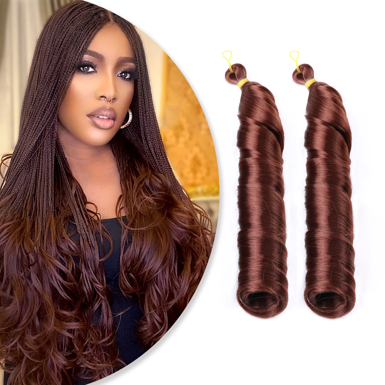 

Amir Silky French Curl Braiding Hair 22 Inch Loose Wave Spanish Curly Crochet Braids Stretched Bouncy Braiding Hair For Women