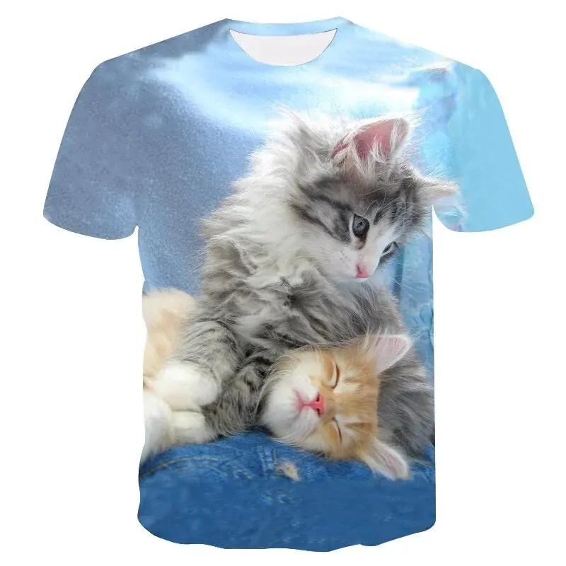 Fashion Baru kaus hewan babi domba t-shirt kucing lucu gambar 3D musim panas pria WANITA T Shirt ukuran besar Harajuku Y2k kaus atasan pakaian anak-anak