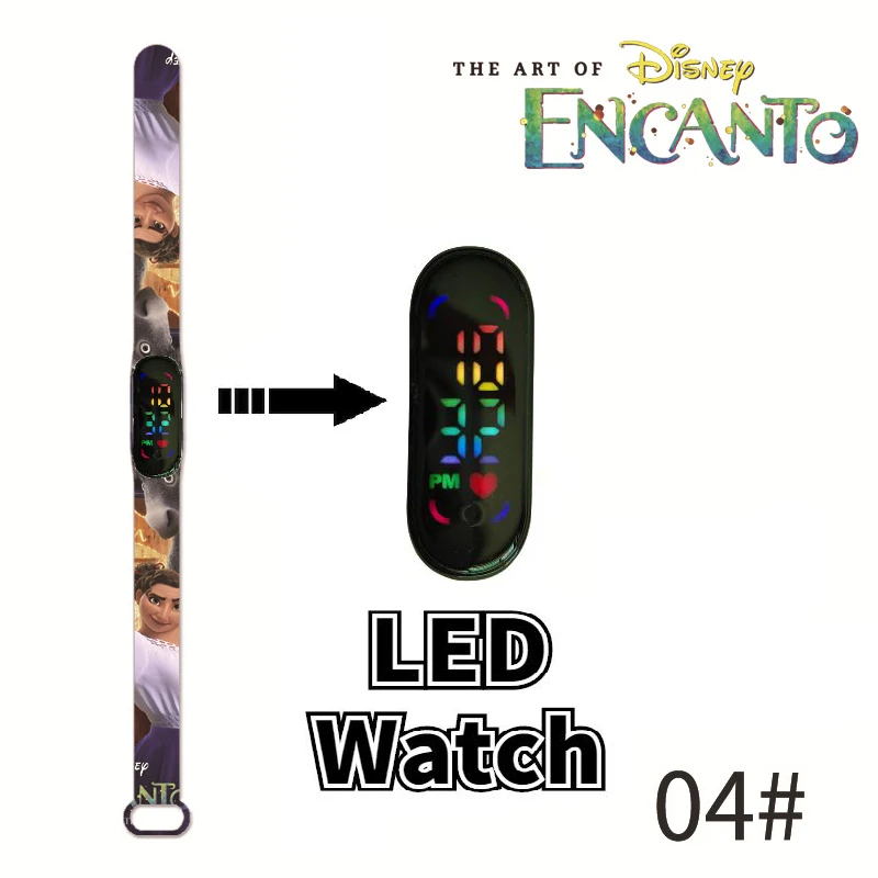 Disney Encanto Children Watch Anime Action Figure Silicone LED Waterproof Digital Bracelet Watch for Kids Birthday Gifts