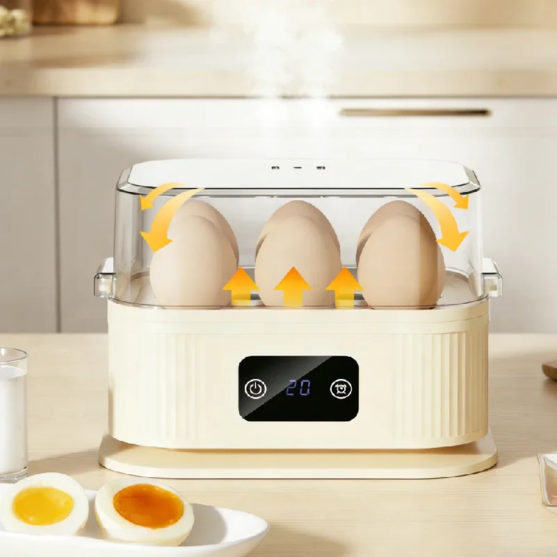 Electric Egg Boiler Mini Egg Cooker With Timer Auto-Shut Off Steamer Breakfast Maker 6 Eggs Boiled Machine Egg Cooker