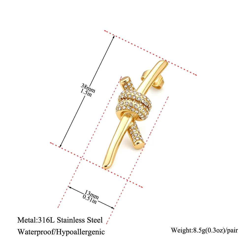 JeeMango Exquisite Ohrstecker mit Mikropavé-Zirkon-Knoten-Design, antiallergischer Edelstahl-Ohrschmuck für Damen E26118 – Detail 1