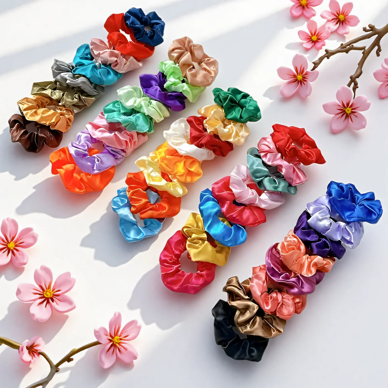 40pcs Satin Imitation Silk Hair Scrunchies - Curly Hair Accessories For Women And Daily Use, Soft And Comfortable Hair Ties.