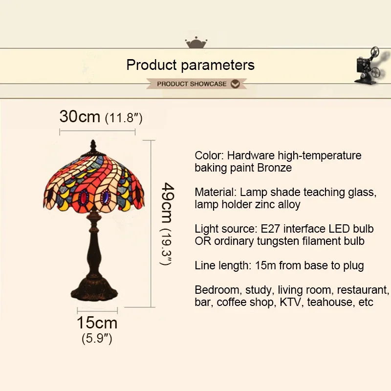 SOFEINA Modern Tiffany Table Lamp LED Creative Stained Glass Desk Light Decor for Home Living Room Bedroom Bedside