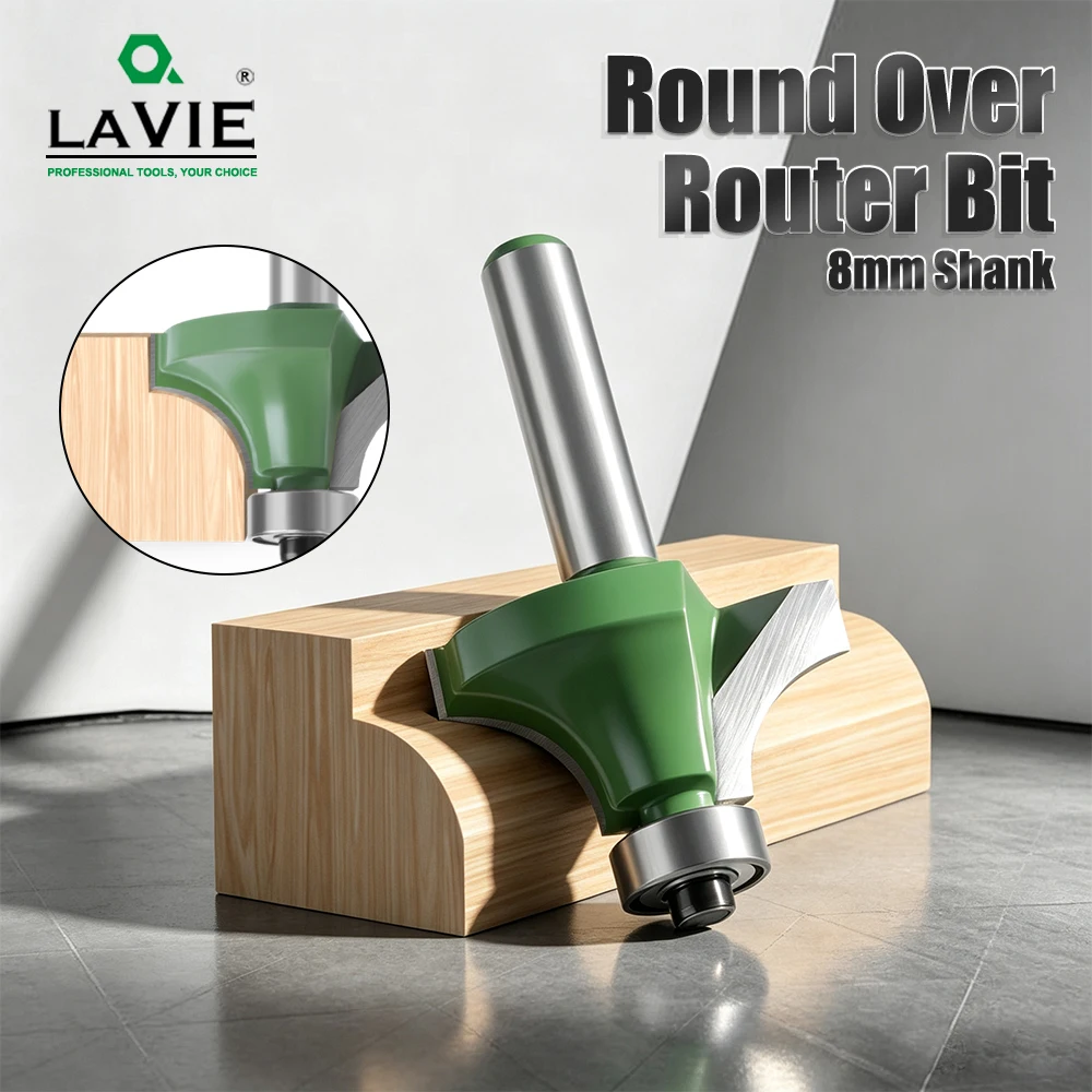 LAVIE 1Pc Multi-Size Round Corner Router Bit Kit 8mm Shank, Wood Edge Molding Profiling Tool With Various Radius MC02013T3B