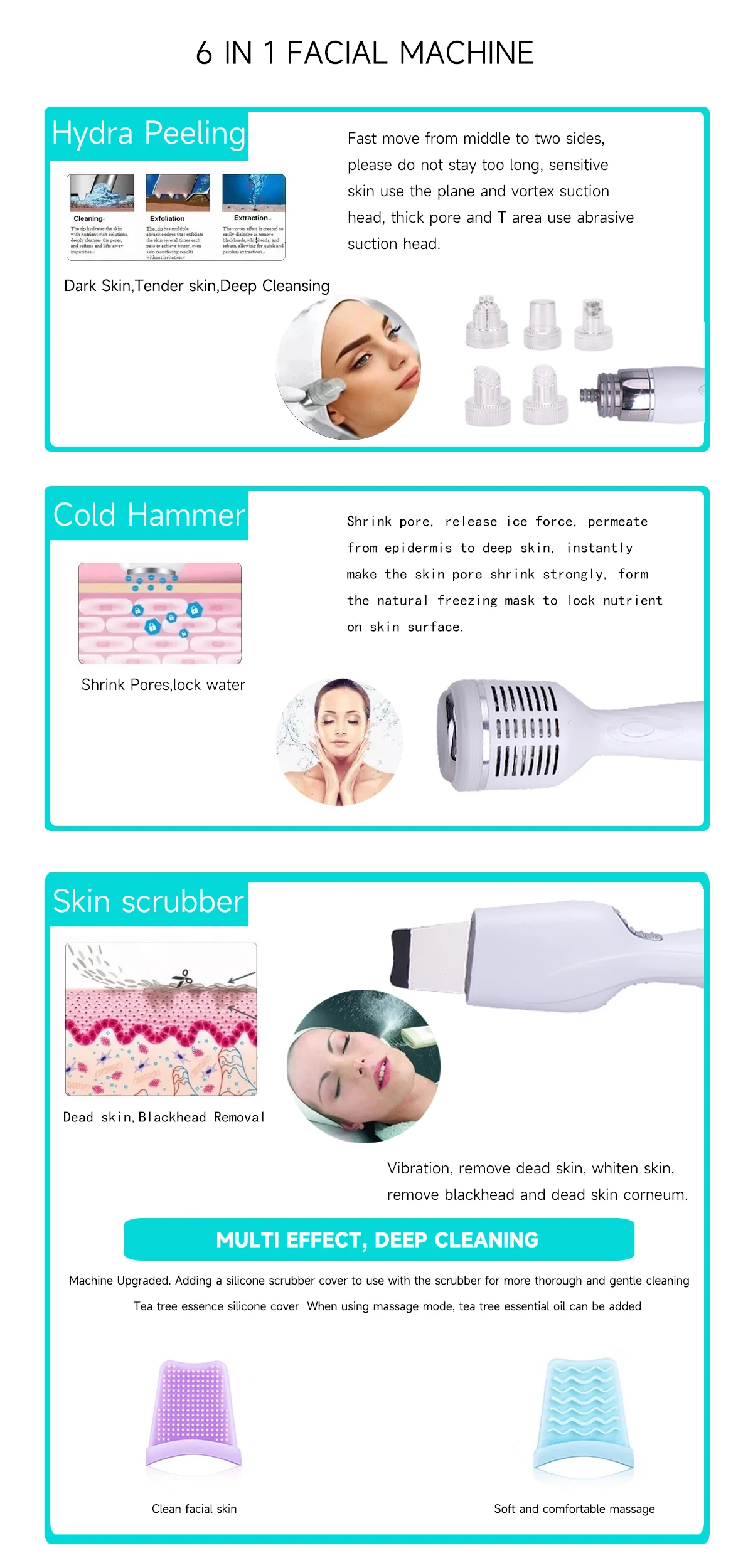 New 6 in 1 Facial Oxygen Jet Peel Hydro Dermabrasion Pore Shrink Skin Care Blackhead Remover Face Cleaning Machine Beauty Health