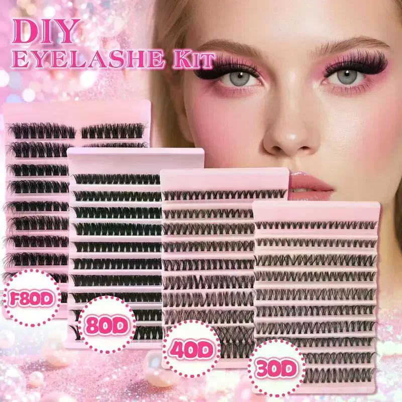 DIY Personal Lashes Eyelash Cluster Natural Lashes 8-16MM Curly Hair Clusters Lashes Fluffy Eyelash Extensions