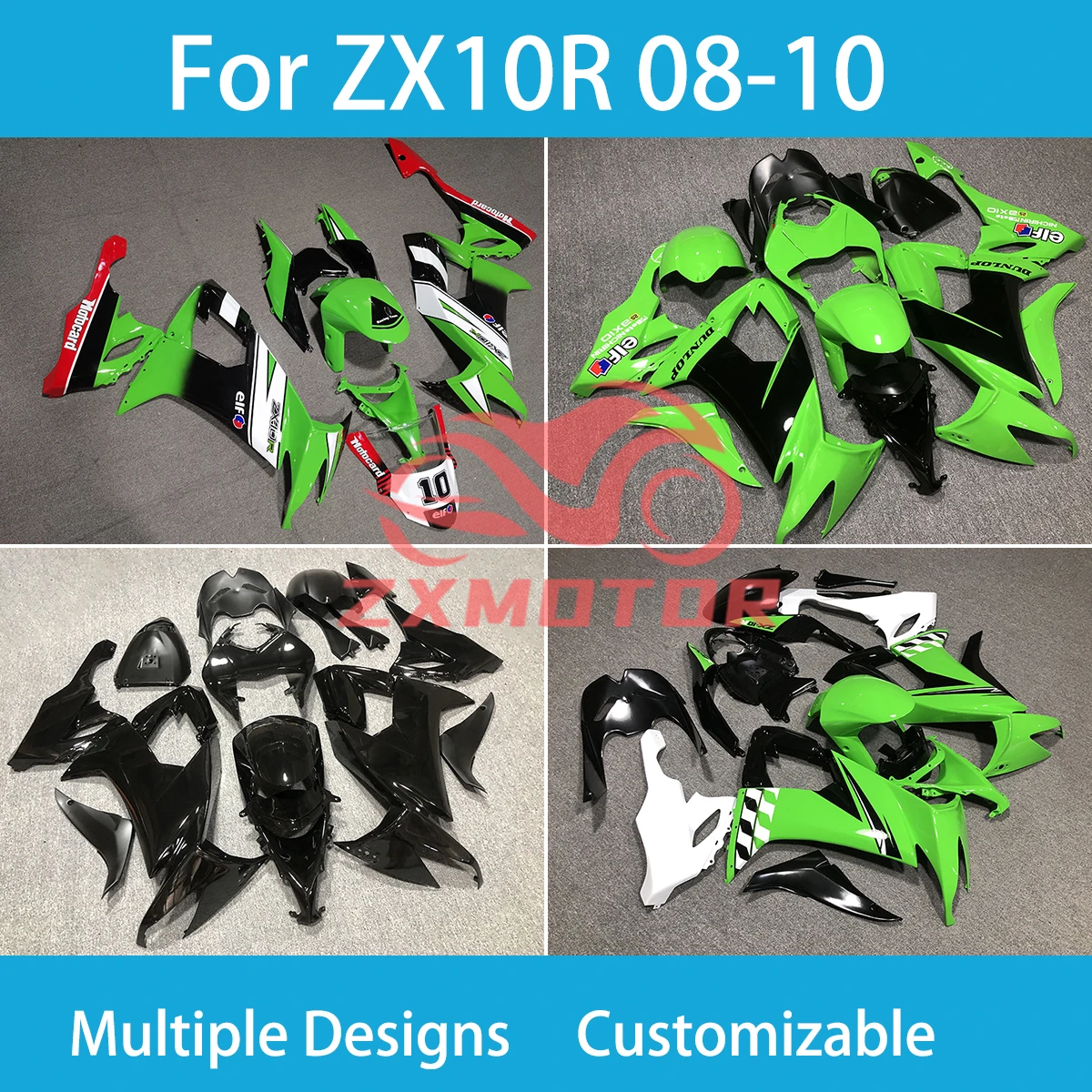 ZX10R 08 09 10 Fairing Set for Kawasaki ZX 10R 2009 2008 2010 ZXMT Cowling Injection Bodywork Kit Motorcycle Fairings