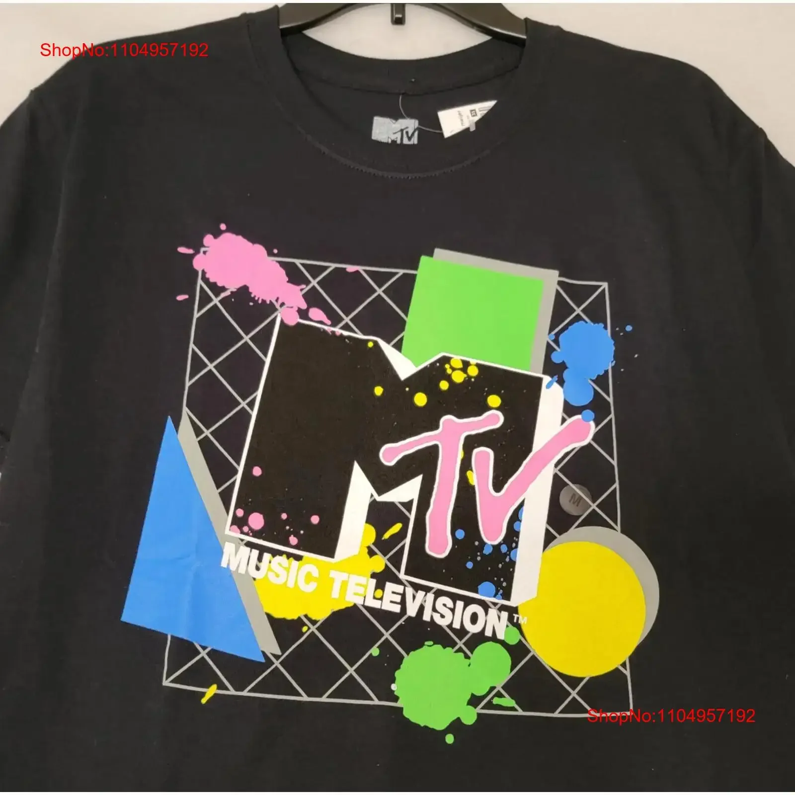 

MTV MUSIC TELEVISION SHIRT МУЖСКАЯ БОЛЬШОЙ ЧЕРНЫЙ КОРОТКИЙ РУКАВ 80-х POP RETRO NWT винтажная стираная мужская стильная повседневная рубашка