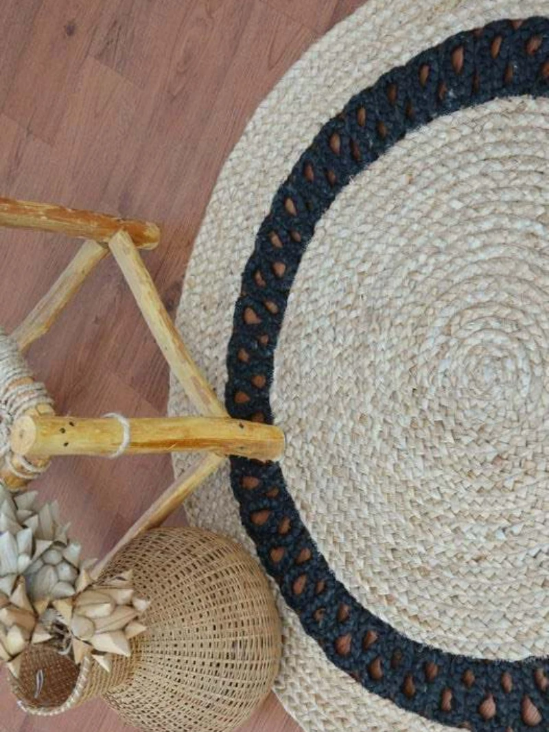 Indian Handmade Natural Jute Round Rug Beautiful Floor Round Home Decor Jute Rug