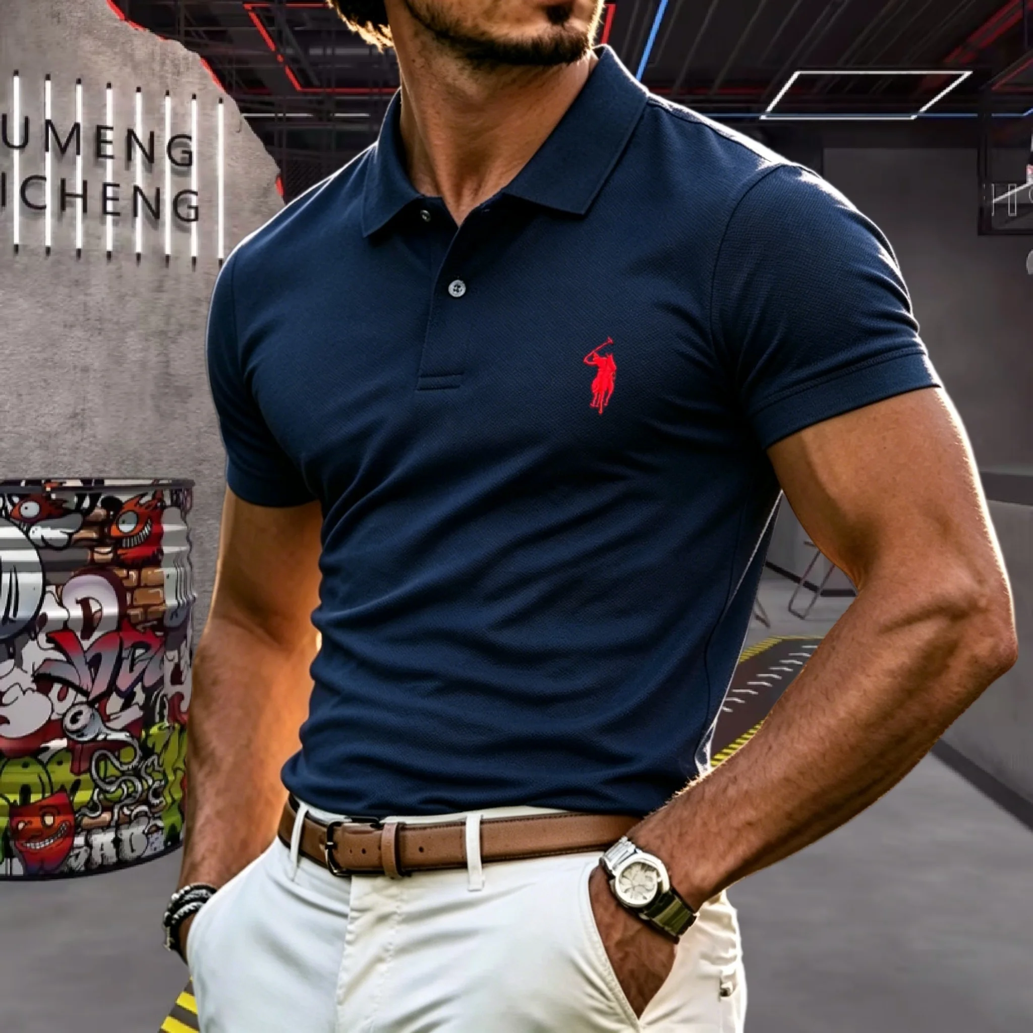 100% pure cotton high-end brand men's short sleeve polo shirt 2026 summer luxury fashion pony embroidery golf top casual T-shirt