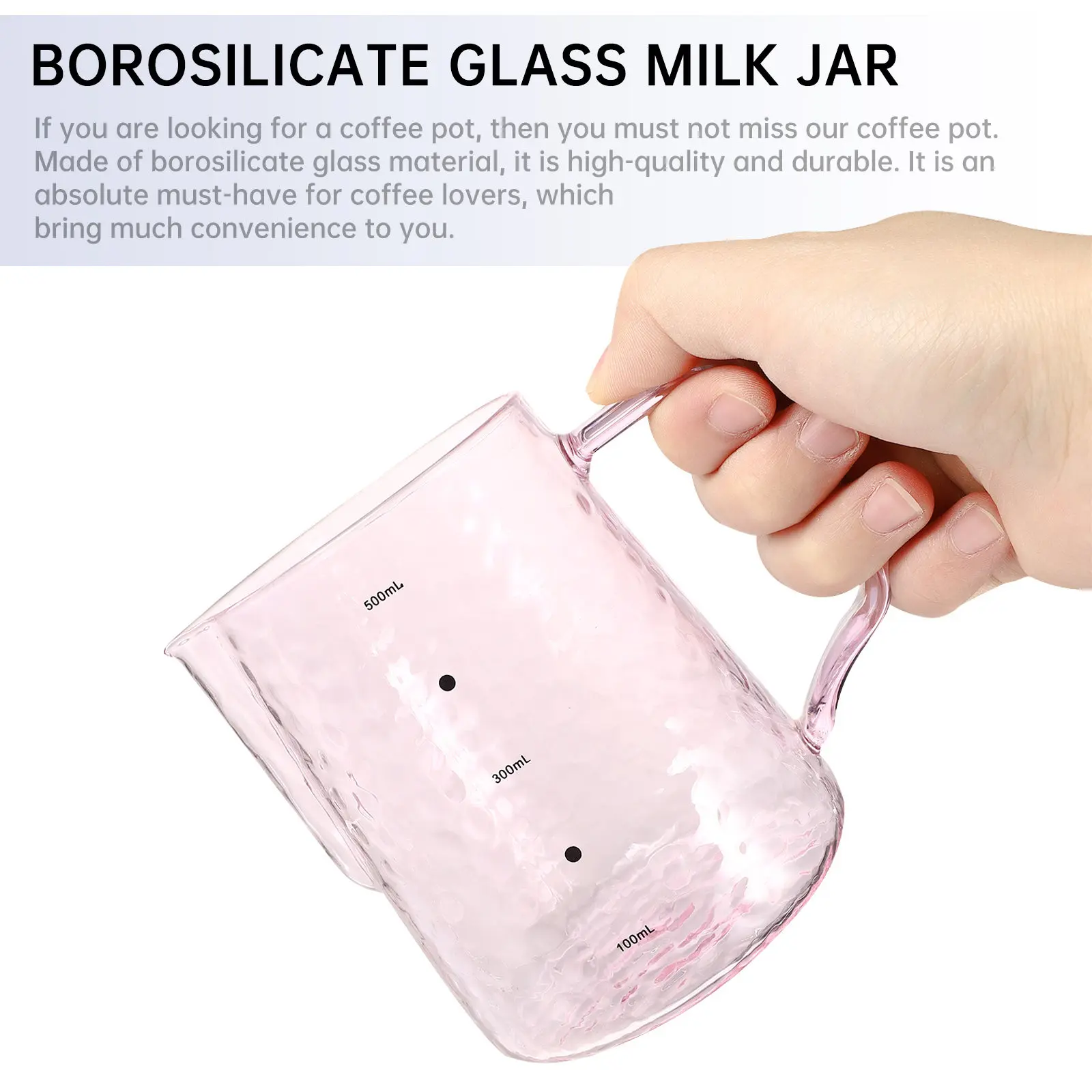 1Pcs Borosilicate Glass Milk Jug Graduated Scale Heat Resistant Coffee Pot for Milk Tea Juice Serving Kitchen Gadget Large
