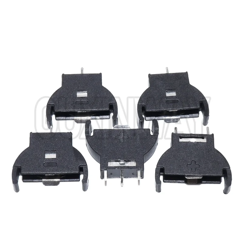 5 stücke Schwarz Kunststoff CR2032 2032 3V Halbrunde Zelle Münze Batterie Sockel Halter Fall Modul Batterie Boxen vertikale Inline 3 Pins