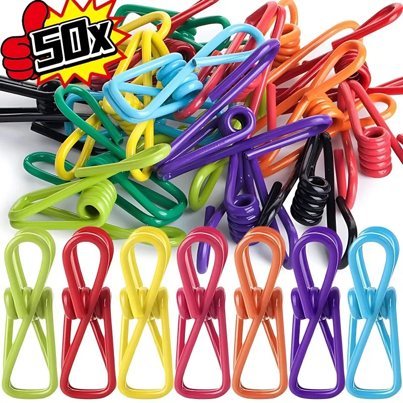 

50/1pcs Colorful Sealing Clip Portable Clothespins Food Snack Seal Sealing Storage Clips Metal Clamp Household Kitchen Supplies